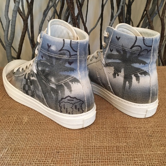 Amiri Sunset Canvas Airbrushed Palm Sneakers - Picture 2 of 14